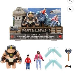 Mattel Minecraft Movie Action Figure Set - Brown, Blue, Red